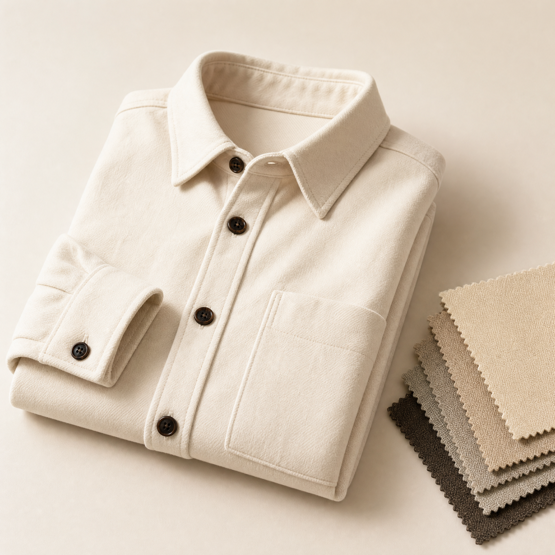 Folded cream cotton overshirt